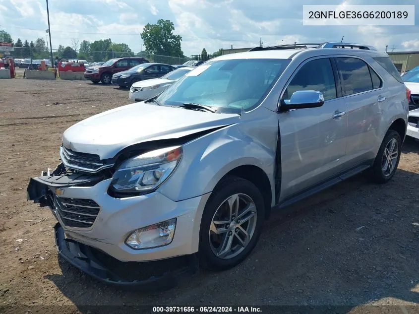 2016 Chevrolet Equinox Ltz VIN: 2GNFLGE36G6200189 Lot: 39731656