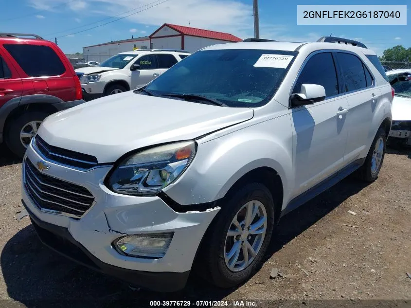 2016 Chevrolet Equinox Lt VIN: 2GNFLFEK2G6187040 Lot: 39776729