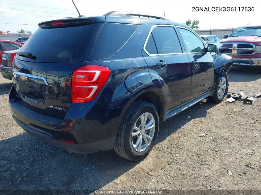 2016 Chevrolet Equinox Lt VIN: 2GNALCEK3G6117636 Lot: 39816259