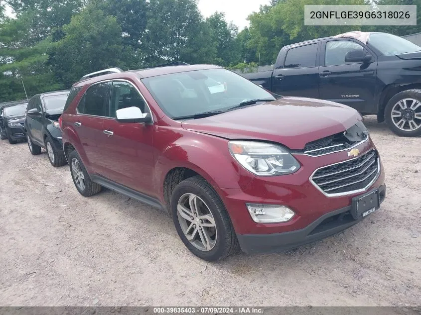 2016 Chevrolet Equinox Ltz VIN: 2GNFLGE39G6318026 Lot: 39835403