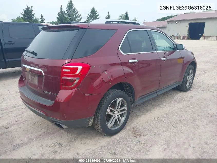 2016 Chevrolet Equinox Ltz VIN: 2GNFLGE39G6318026 Lot: 39835403