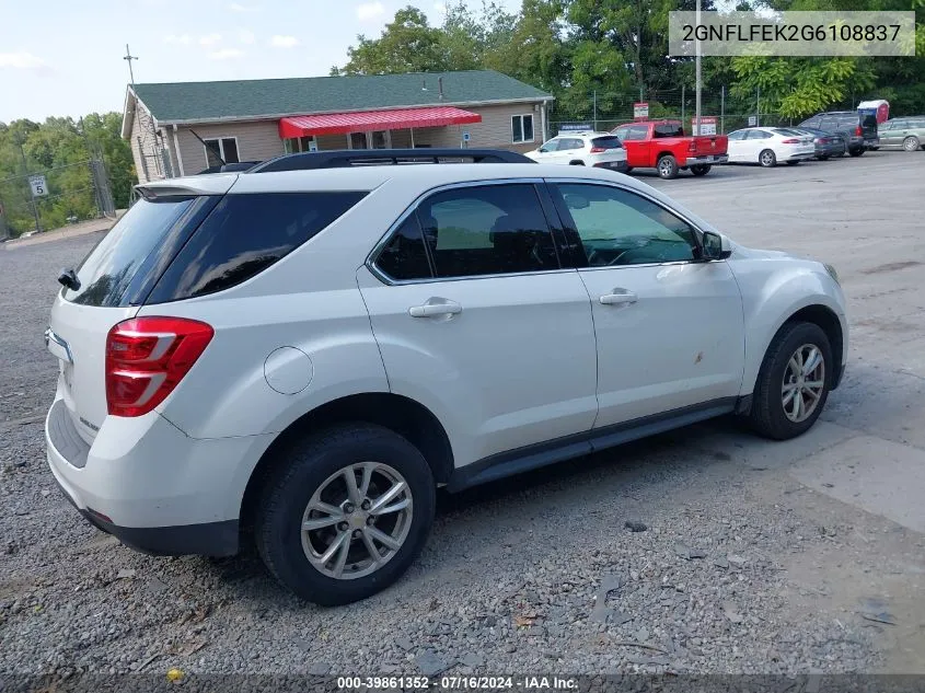 2016 Chevrolet Equinox Lt VIN: 2GNFLFEK2G6108837 Lot: 39861352