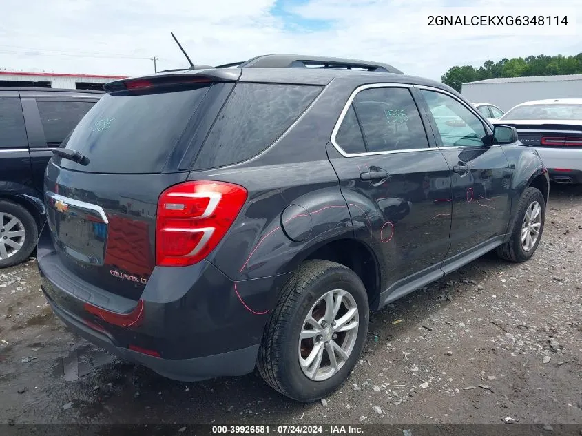 2016 Chevrolet Equinox Lt VIN: 2GNALCEKXG6348114 Lot: 39926581