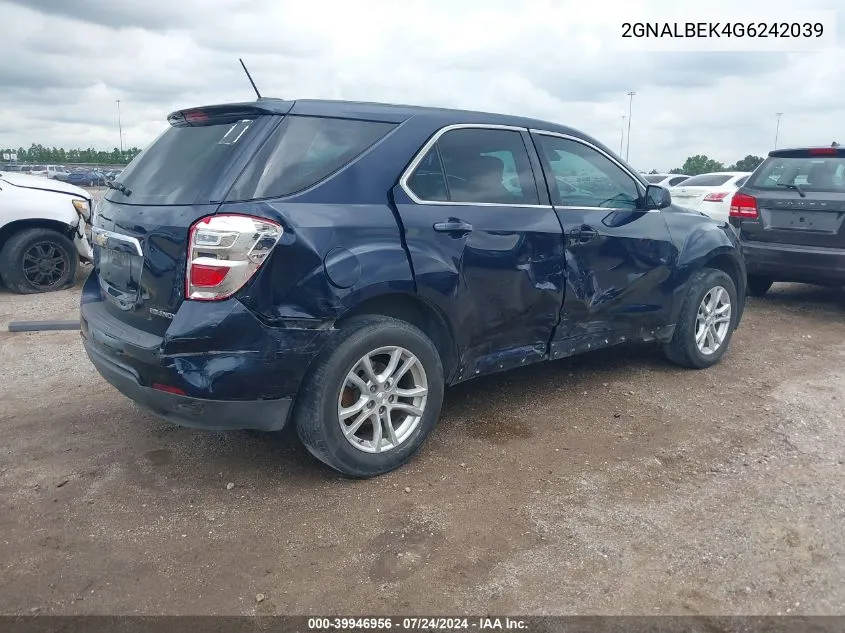 2GNALBEK4G6242039 2016 Chevrolet Equinox Ls