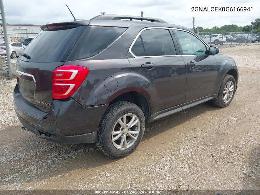 2016 Chevrolet Equinox Lt VIN: 2GNALCEK0G6166941 Lot: 39948142