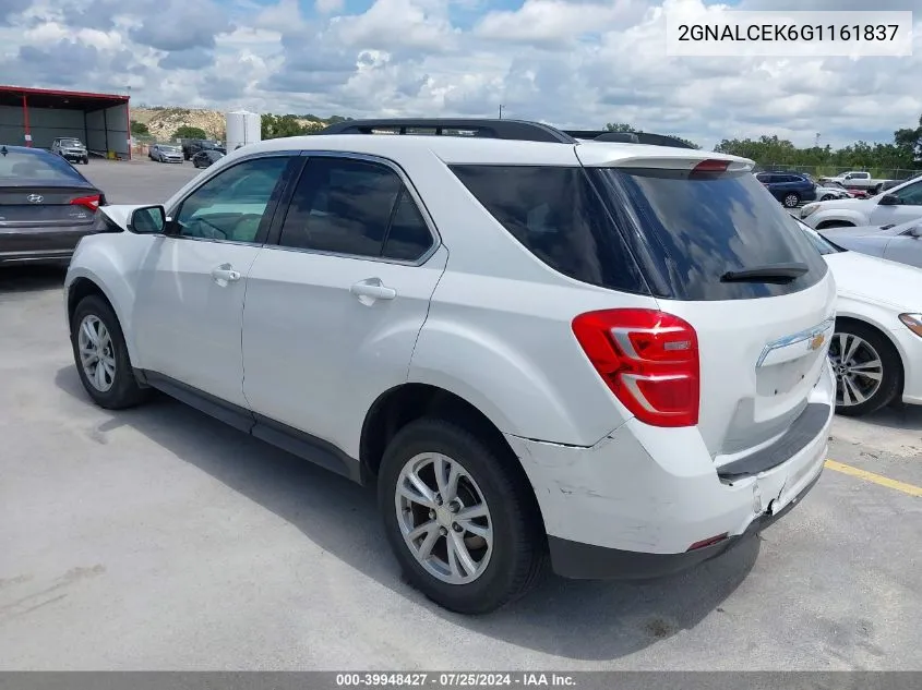 2016 Chevrolet Equinox Lt VIN: 2GNALCEK6G1161837 Lot: 39948427