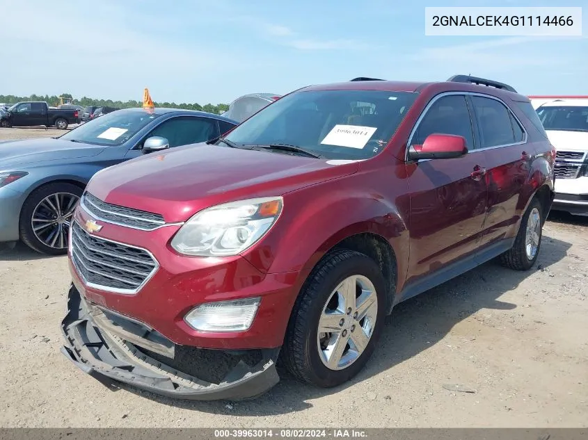 2016 Chevrolet Equinox Lt VIN: 2GNALCEK4G1114466 Lot: 39963014