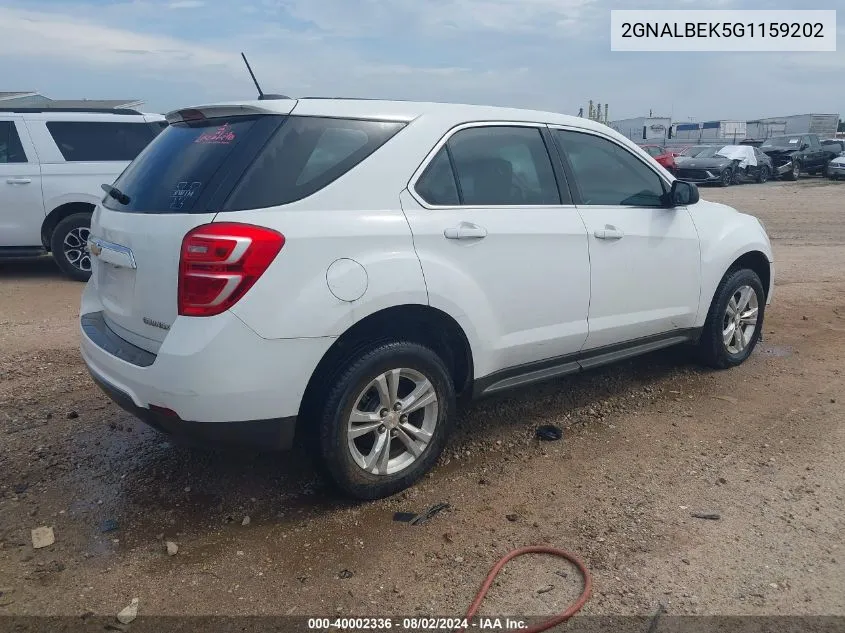 2016 Chevrolet Equinox Ls VIN: 2GNALBEK5G1159202 Lot: 40002336