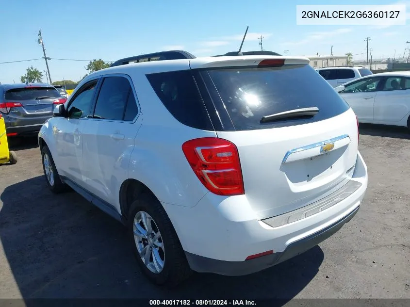 2016 Chevrolet Equinox Lt VIN: 2GNALCEK2G6360127 Lot: 40017182