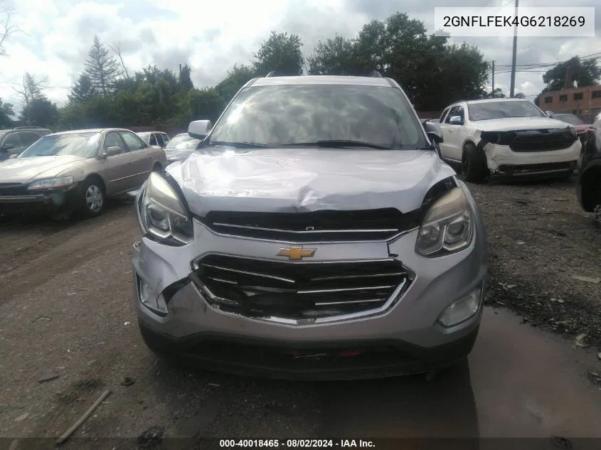 2016 Chevrolet Equinox Lt VIN: 2GNFLFEK4G6218269 Lot: 40018465