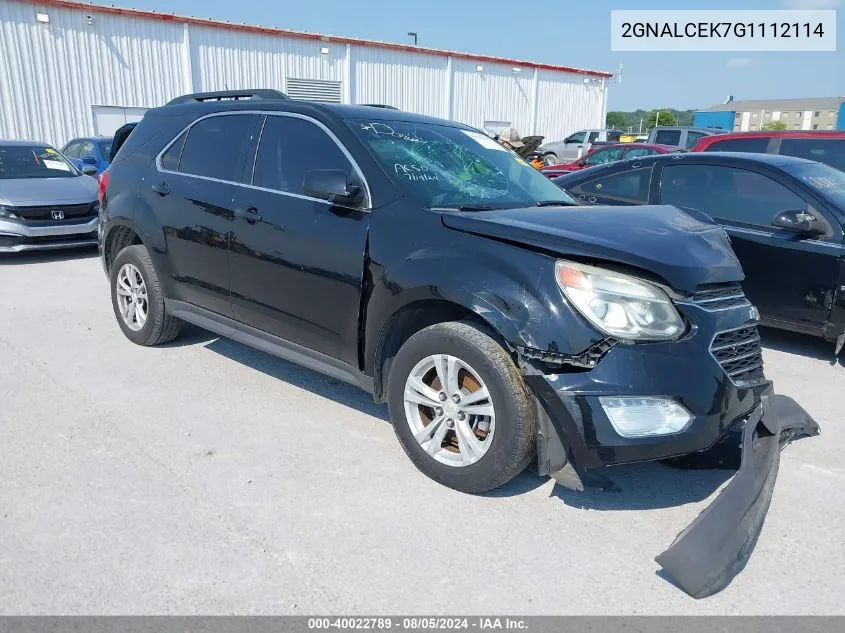 2016 Chevrolet Equinox Lt VIN: 2GNALCEK7G1112114 Lot: 40022789