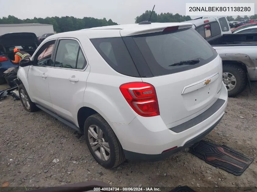 2016 Chevrolet Equinox Ls VIN: 2GNALBEK8G1138280 Lot: 40024734