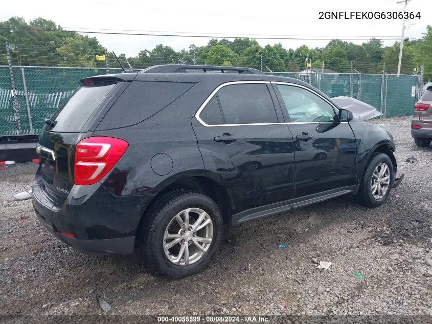 2016 Chevrolet Equinox Lt VIN: 2GNFLFEK0G6306364 Lot: 40055599