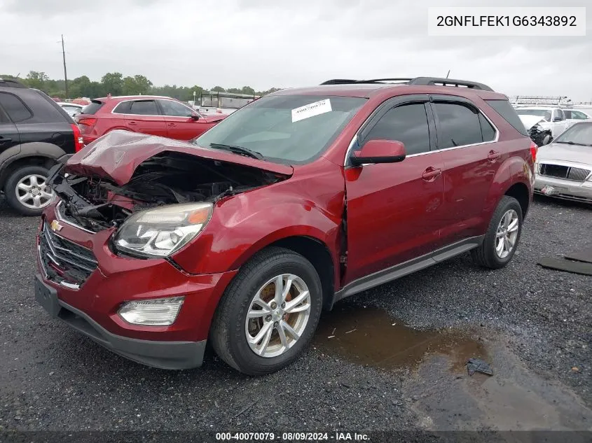 2GNFLFEK1G6343892 2016 Chevrolet Equinox Lt