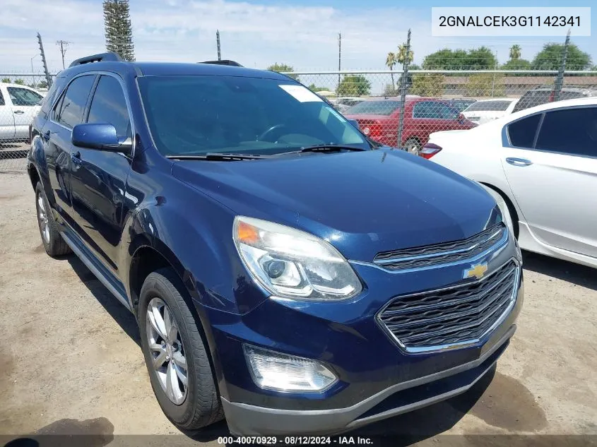 2016 Chevrolet Equinox Lt VIN: 2GNALCEK3G1142341 Lot: 40070929