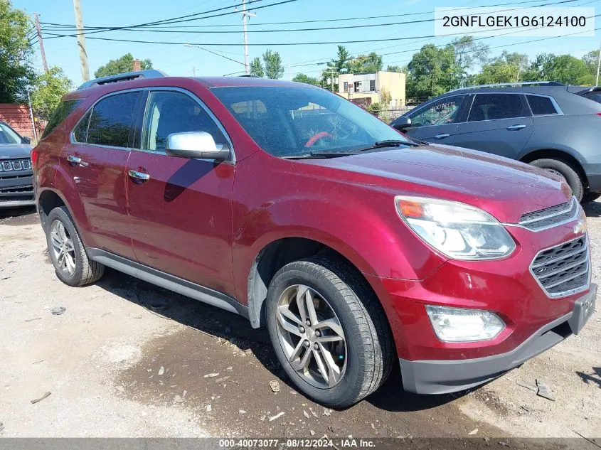 2016 Chevrolet Equinox Ltz VIN: 2GNFLGEK1G6124100 Lot: 40073077