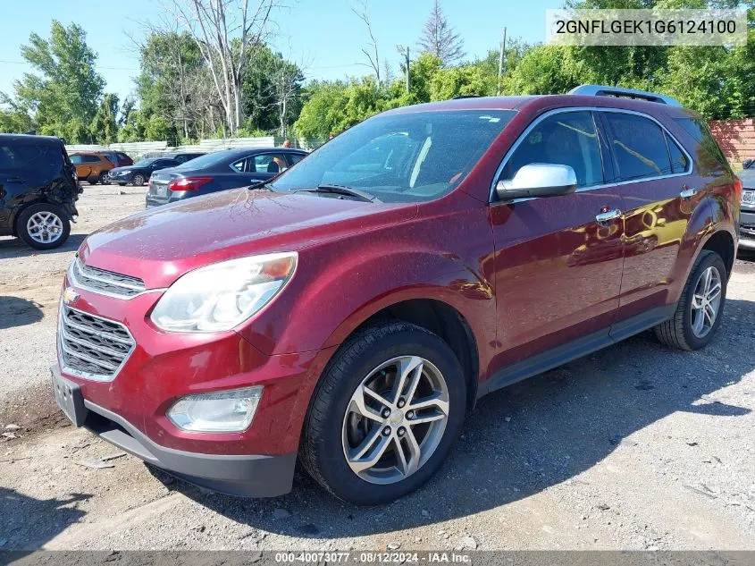 2016 Chevrolet Equinox Ltz VIN: 2GNFLGEK1G6124100 Lot: 40073077