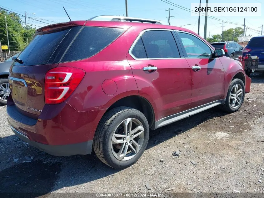 2016 Chevrolet Equinox Ltz VIN: 2GNFLGEK1G6124100 Lot: 40073077