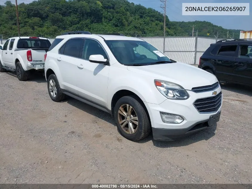 2016 Chevrolet Equinox Lt VIN: 2GNALCEK2G6265907 Lot: 40082798