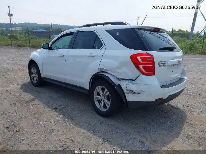 2016 Chevrolet Equinox Lt VIN: 2GNALCEK2G6265907 Lot: 40082798