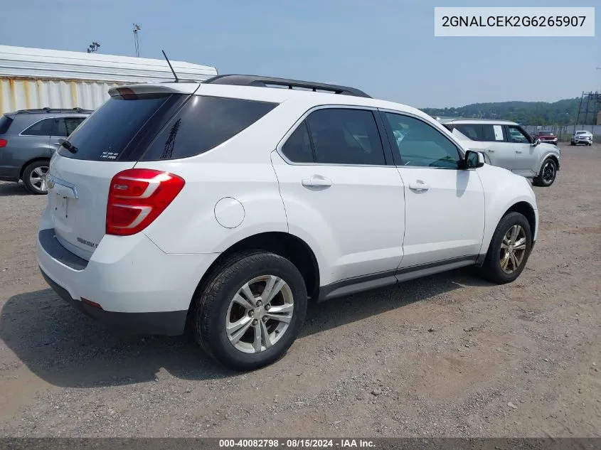 2016 Chevrolet Equinox Lt VIN: 2GNALCEK2G6265907 Lot: 40082798