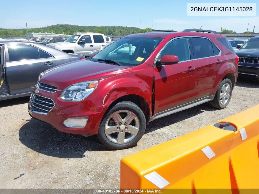 2016 Chevrolet Equinox Lt VIN: 2GNALCEK3G1145028 Lot: 40102786