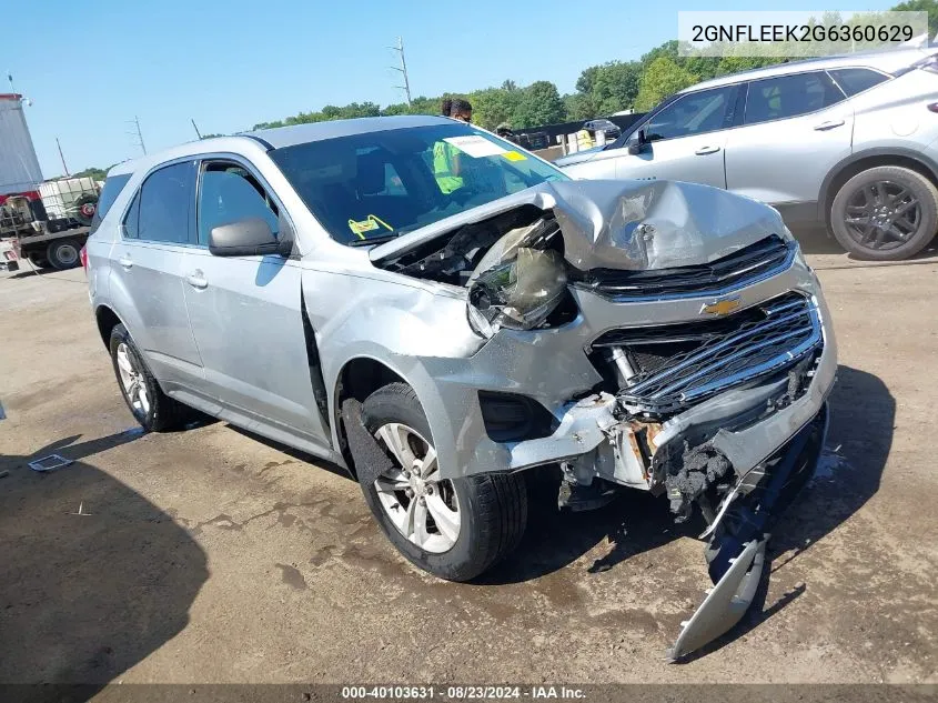 2016 Chevrolet Equinox Ls VIN: 2GNFLEEK2G6360629 Lot: 40103631