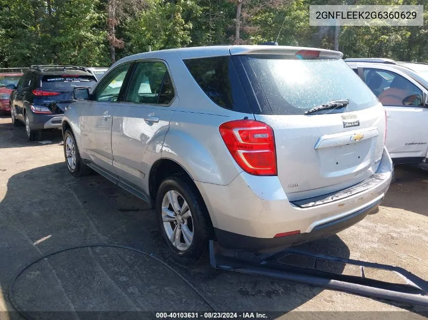 2016 Chevrolet Equinox Ls VIN: 2GNFLEEK2G6360629 Lot: 40103631