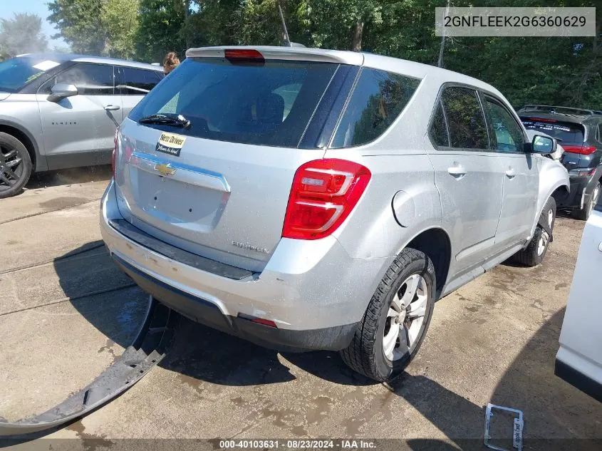 2016 Chevrolet Equinox Ls VIN: 2GNFLEEK2G6360629 Lot: 40103631