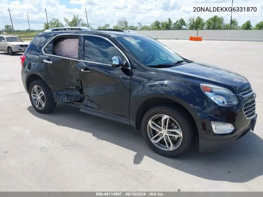 2016 Chevrolet Equinox Ltz VIN: 2GNALDEKXG6331870 Lot: 40114987