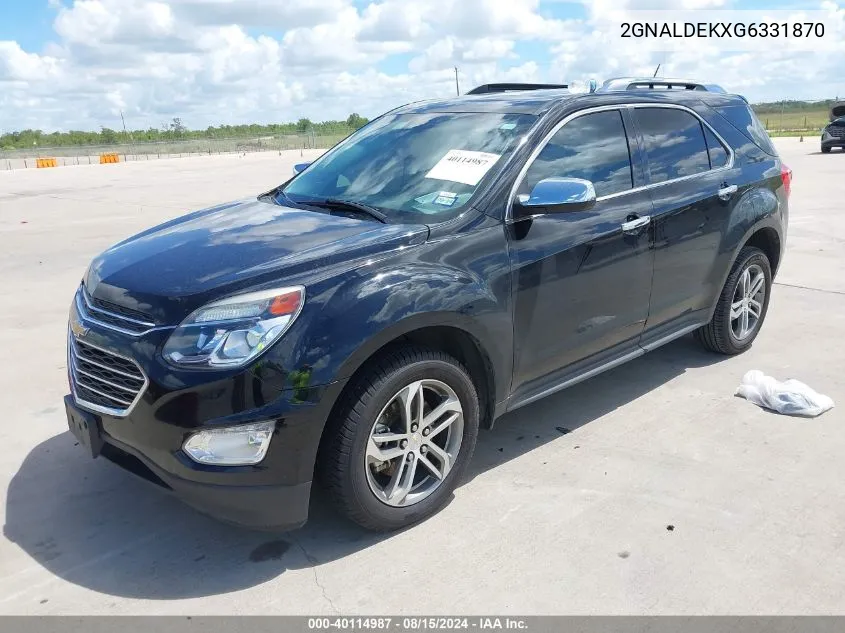 2016 Chevrolet Equinox Ltz VIN: 2GNALDEKXG6331870 Lot: 40114987