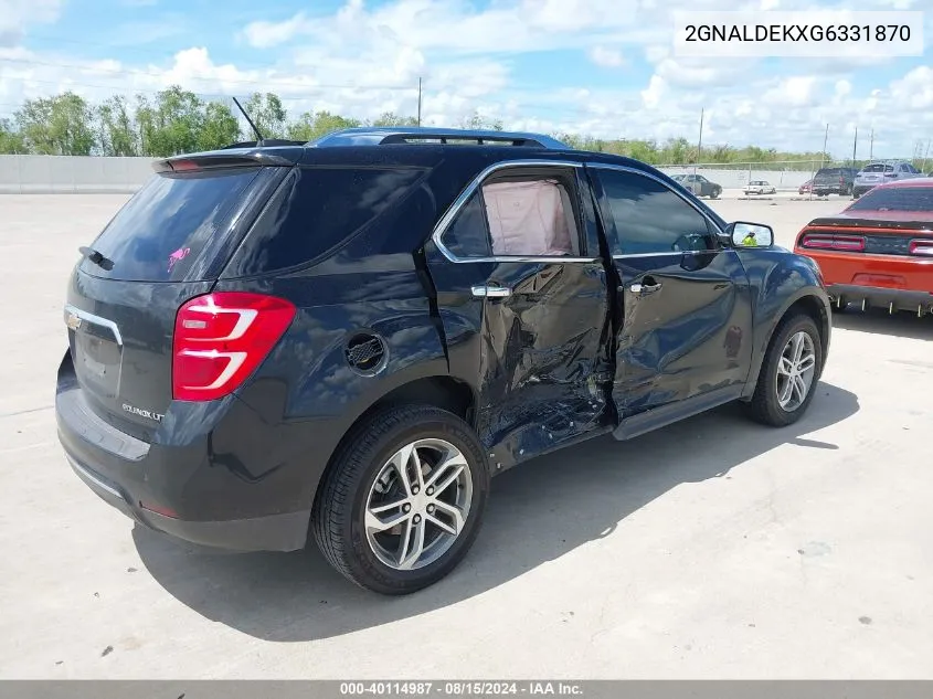 2016 Chevrolet Equinox Ltz VIN: 2GNALDEKXG6331870 Lot: 40114987