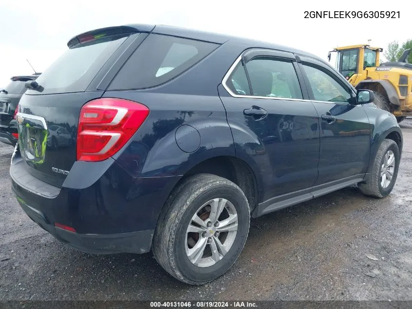 2016 Chevrolet Equinox Ls VIN: 2GNFLEEK9G6305921 Lot: 40131046