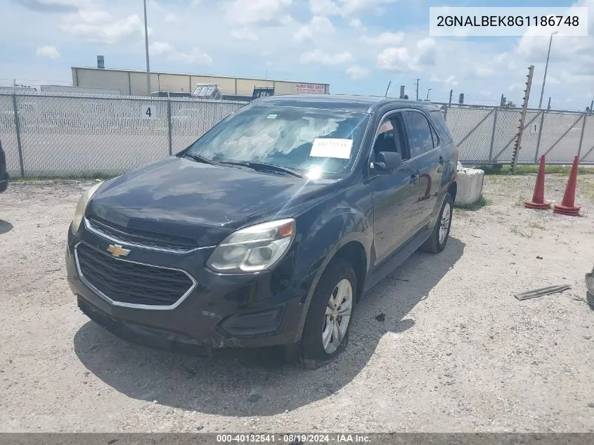 2016 Chevrolet Equinox Ls VIN: 2GNALBEK8G1186748 Lot: 40132541