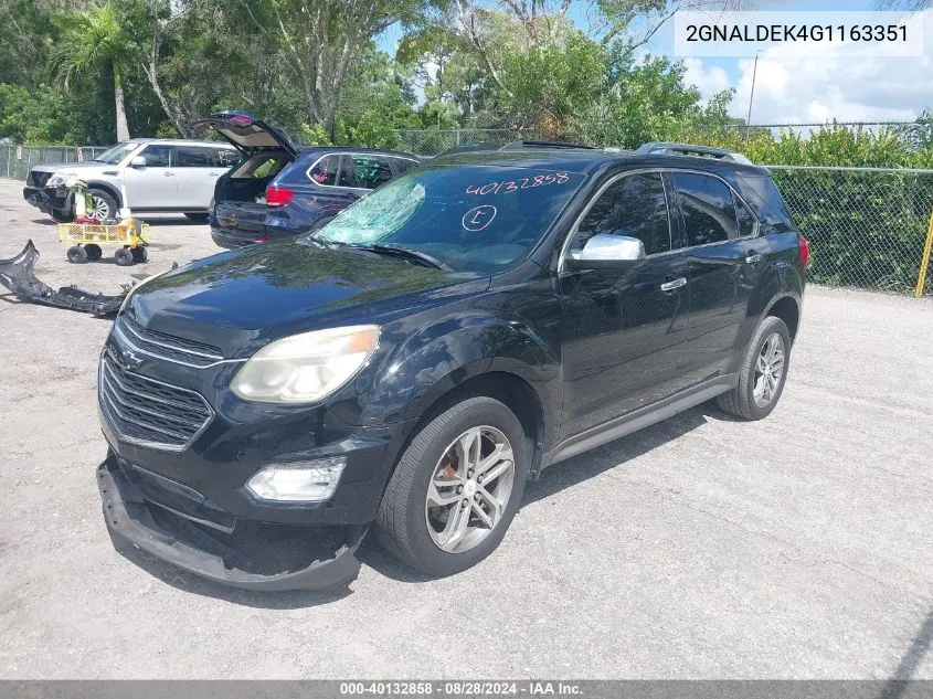 2016 Chevrolet Equinox Ltz VIN: 2GNALDEK4G1163351 Lot: 40132858