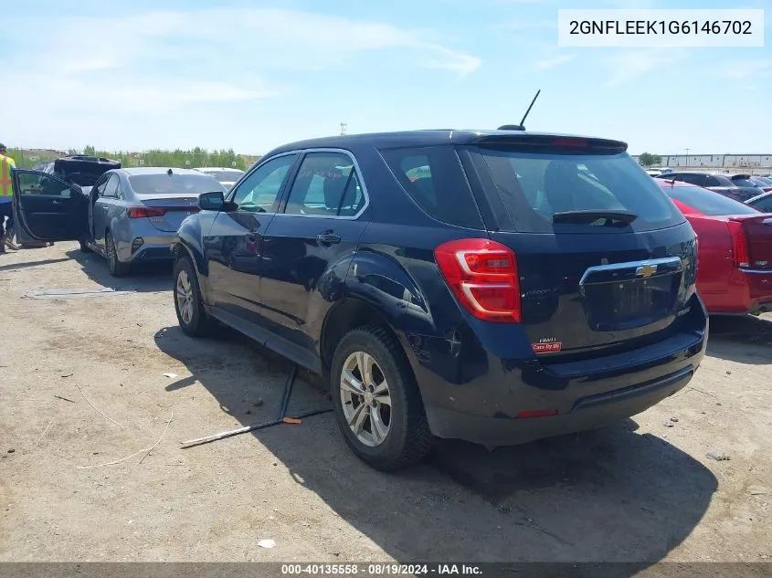 2016 Chevrolet Equinox Ls VIN: 2GNFLEEK1G6146702 Lot: 40135558