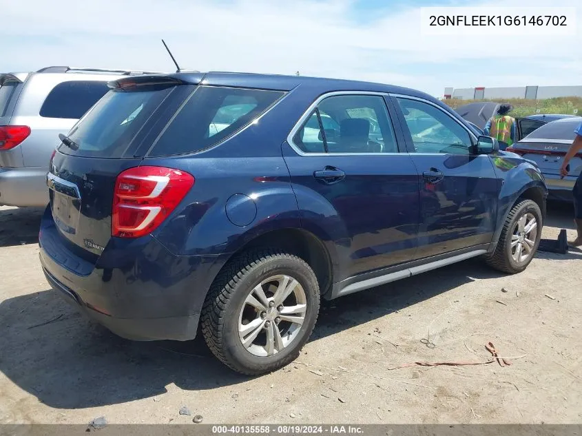 2016 Chevrolet Equinox Ls VIN: 2GNFLEEK1G6146702 Lot: 40135558