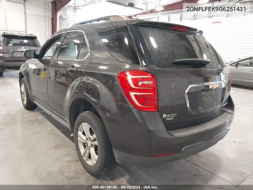 2016 Chevrolet Equinox Lt VIN: 2GNFLFEK9G6251431 Lot: 40139155