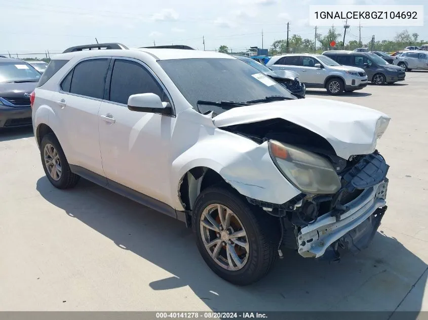 1GNALCEK8GZ104692 2016 Chevrolet Equinox Lt