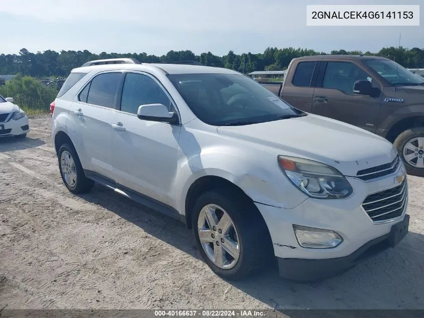 2016 Chevrolet Equinox Lt VIN: 2GNALCEK4G6141153 Lot: 40166637