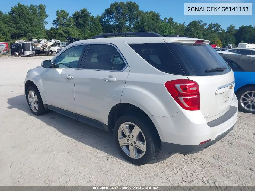 2016 Chevrolet Equinox Lt VIN: 2GNALCEK4G6141153 Lot: 40166637