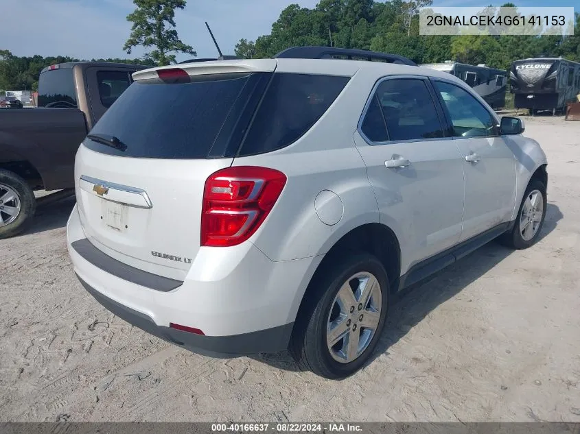 2016 Chevrolet Equinox Lt VIN: 2GNALCEK4G6141153 Lot: 40166637