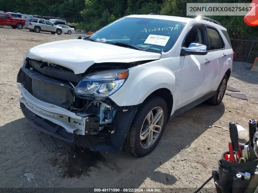 2016 Chevrolet Equinox Ltz VIN: 2GNFLGEKXG6275467 Lot: 40171590