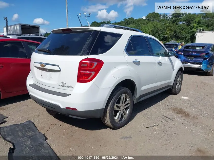 2016 Chevrolet Equinox Ltz VIN: 2GNFLGEKXG6275467 Lot: 40171590