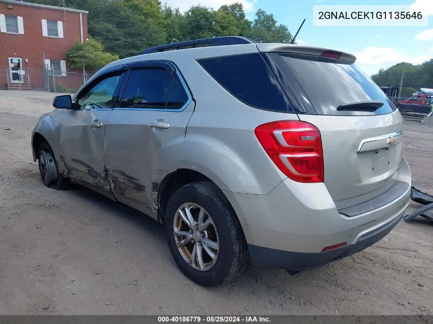 2016 Chevrolet Equinox Lt VIN: 2GNALCEK1G1135646 Lot: 40186779