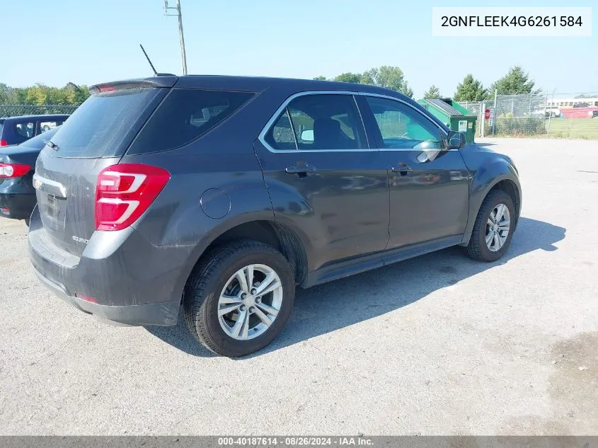 2016 Chevrolet Equinox Ls VIN: 2GNFLEEK4G6261584 Lot: 40187614