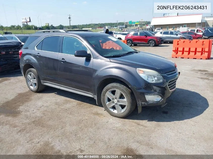 2GNFLFEK2G6243431 2016 Chevrolet Equinox Lt