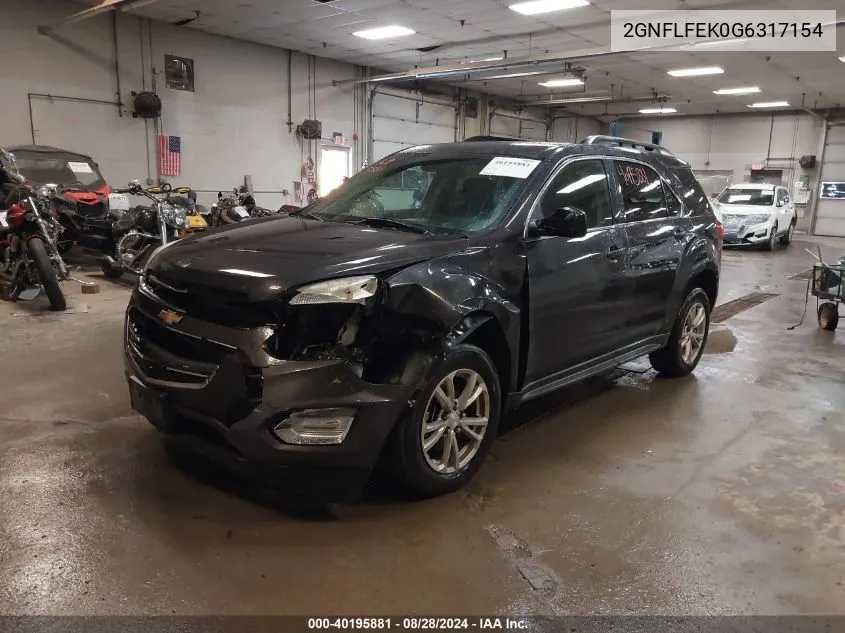 2016 Chevrolet Equinox Lt VIN: 2GNFLFEK0G6317154 Lot: 40195881