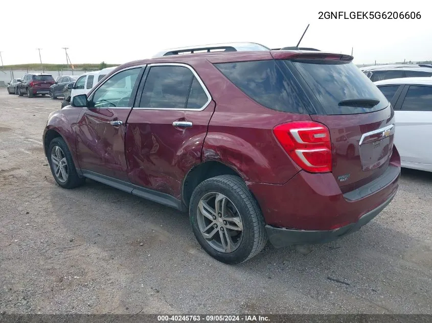 2016 Chevrolet Equinox Ltz VIN: 2GNFLGEK5G6206606 Lot: 40245763