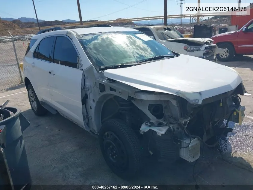 2016 Chevrolet Equinox Lt VIN: 2GNALCEK2G6146478 Lot: 40257162